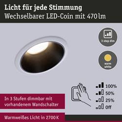 Paulmann 93402 Cole Coin vestavné svítidlo, LED, 6 W, bílá, černá, sada 3 ks
