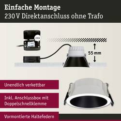 Paulmann 93402 Cole Coin vestavné svítidlo, LED, 6 W, bílá, černá, sada 3 ks