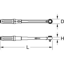 KS Tools ERGOTORQUE®precision, momentový klíč, s ráčnou, 1/2 (12,5 mm), 60 - 320 Nm