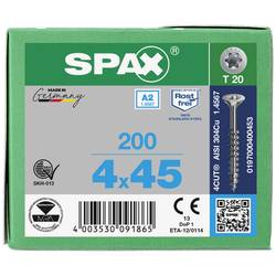 SPAX 0197000400453 R 88091 Senkkopf T-STAR TG šroub do dřeva 4 mm 45 mm T-STAR plus nerezová ocel A2 200 ks