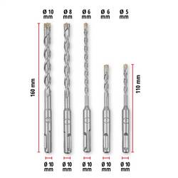 Einhell 265505 40CR-ocel sada vrtáku do betonu 5dílná 5 mm, 6 mm, 8 mm, 10 mm SDS plus 1 sada