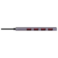 Renkforce RF-6700798 USB Hub 4 porty USB-A USB 3.2 Gen2 10 GBit/s s konektorem USB C, s hliníkovým krytem, Nabíjecí přípojka USB-C® PD vesmírná šedá