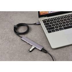 Renkforce RF-6700798 USB Hub 4 porty USB-A USB 3.2 Gen2 10 GBit/s s konektorem USB C, s hliníkovým krytem, Nabíjecí přípojka USB-C® PD vesmírná šedá
