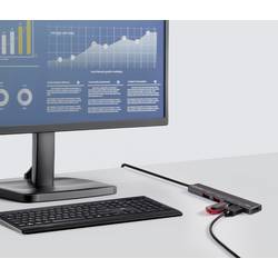 Renkforce RF-6700798 USB Hub 4 porty USB-A USB 3.2 Gen2 10 GBit/s s konektorem USB C, s hliníkovým krytem, Nabíjecí přípojka USB-C® PD vesmírná šedá