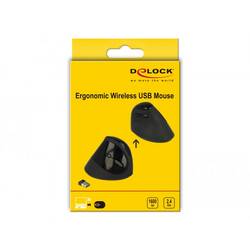 Delock 12599 ergonomická myš, přenos USB, 4 tlačítko, 1600 dpi, černá