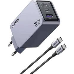 UGREEN Nexode Pro nabíjecí adaptér, USB-C® zásuvka, USB-C® zásuvka, USB-A zásuvka, 100 W, černá, šedá