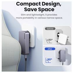 UGREEN Nexode Pro nabíjecí adaptér, GaN, USB-C® zásuvka, USB-C® zásuvka, USB-A zásuvka, 65 W, Power Delivery 3.0, šedá