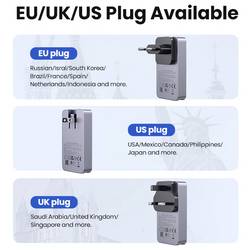 UGREEN Nexode Pro nabíjecí adaptér, GaN, USB-C® zásuvka, USB-C® zásuvka, USB-A zásuvka, 65 W, Power Delivery 3.0, šedá