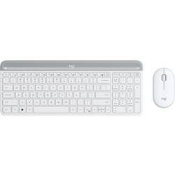 Logitech Slim Combo M bezdrátový sada klávesnice a myše s číselnou klávesnicí, integrovaný scrollpad, Tiché klávesy US anglická, QWERTY bílá