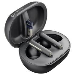 HP Poly Voyager Free 60+ Headset do uší (In Ear) Bluetooth® stereo černá Potlačení hluku headset, Indukce, Nabíjecí pouzdro, Vypnutí zvuku mikrofonu, regulace