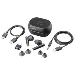 HP Poly Voyager Free 60+ Headset do uší (In Ear) Bluetooth® stereo černá Potlačení hluku headset, Indukce, Nabíjecí pouzdro, Vypnutí zvuku mikrofonu, regulace