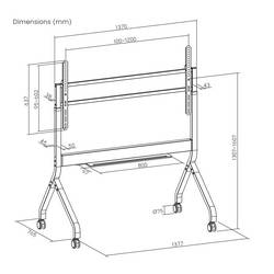 SpeaKa Professional SP-TVC-1500 TV kolečkový vozík 152,4 cm (60) - 279,4 cm (110) podlahový stojan, nastavitelná výška, motorizovaný polička na zařízení, s