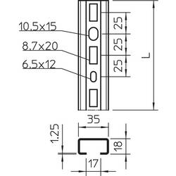 OBO Bettermann 1104306 Profilová lišta (d x š x v) 500 x 35 x 18 mm 1 ks kov