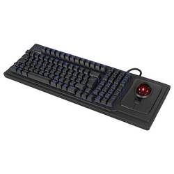 Keysonic KSK-8202ELU-T (DE) kabelový klávesnice německá, QWERTZ černá s kulovým ovládačem, s podsvícením