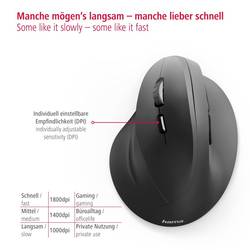 Hama optická ergonomická myš, přenos bezdrátový, 6 tlačítko, 1800 dpi, černá