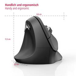 Hama optická ergonomická myš, přenos bezdrátový, 6 tlačítko, 1800 dpi, černá