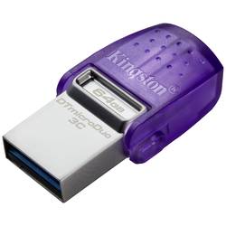 Kingston DataTraveler microDuo 3C USB flash disk Retail 64 GB nerezová ocel, fialová DTDUO3CG3/64GB USB 3.2 (Gen 1x1) , USB-C®