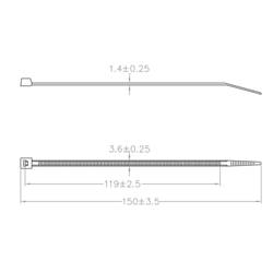 TRU COMPONENTS TC-12533332 stahovací pásky 150 mm 3.6 mm bílá Ohnivzdorný 100 ks