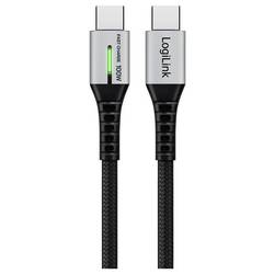 LogiLink Kabel USB-C USB 2.0 USB-C ® zástrčka 0.50 m černá s LED, oboustranně zapojitelná zástrčka CU0421