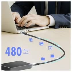 LogiLink Kabel USB-C USB 2.0 USB-C ® zástrčka 0.50 m černá s LED, oboustranně zapojitelná zástrčka CU0421