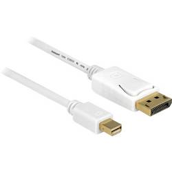 Delock Mini-DisplayPort / DisplayPort kabelový adaptér Mini DisplayPort konektory, Konektor DisplayPort 5.00 m bílá 83484 pozlacené kontakty Kabel DisplayPort