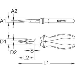 KS Tools 117.5421 ploché jehlové kleště rovné nástrojová ocel 210 mm