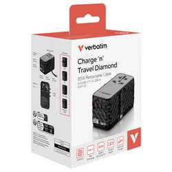 Verbatim Charge n Travel GaN III cestovní nabíječka, GaN, s adaptérem pro Evropu, s britským adaptérem, s americkým adaptérem, 1x USB A , 3x USB-C®, 85 W,