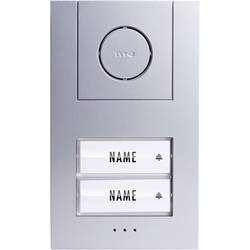 m-e modern-electronics VISTUS AD ALU 420 kabelový domovní telefon venkovní jednotka, pro 2 rodiny, stříbrná, bílá, 41005