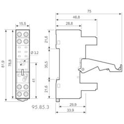 Finder 95.85.3 patice pro relé Finder řada 40, lokátor řada 44 , Finder 40.52, Finder 40.61, Finder 44.62, (d x š x v) 81.88 x 15.5 x 46.8 mm, 1 ks