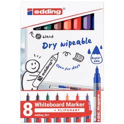 Edding 4-361-8-S2999 sada popisovačů na bílé tabule černá, červená, modrá, zelená, oranžová, hnědá, fialová 8 ks