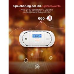 X-Sense XC01-R, ZASXS00167WEU detektor oxidu uhelnatého na baterii, detekce oxidu uhelnatého (CO)