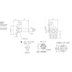 Potentiometer Service RV16AF-10-15R1-9302/B1K, RV16AF-10-15R1-B1K otočný potenciometr, 1cestný , Mono, 0.125 W, 1 kΩ, 1 ks