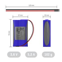 Ansmann 1S2P Akkupack 2x 18650 Kabel Li-Ion 3.6V 5200mAh Akupack 2 x Li-Ion 3.6 V 5200 mAh