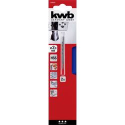 kwb 209620 HSS spirálový vrták 2 mm Celková délka 49 mm DIN 338 válcová stopka 2 ks