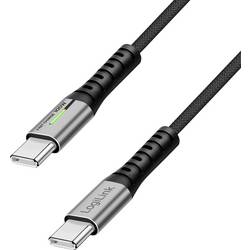 LogiLink Kabel USB-C USB 2.0 USB-C ® zástrčka 1.50 m černá s LED, oboustranně zapojitelná zástrčka CU0423