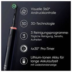Oral-B Pro 3 3000 Cross Action elektrický kartáček na zuby, rotační/oscilační/pulzní, černá, 350931