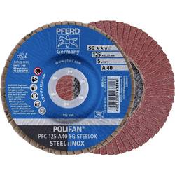 PFERD TOOLS 67704125 PFC 125 A 40 SG STEELOX vějířovitý brusný kotouč Průměr 125 mm Ø otvoru 22.23 mm Zrnitost 40 nerezová ocel, ocel 10 ks