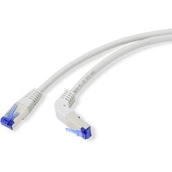 Renkforce RF-4892524 RJ45 síťové kabely, propojovací kabely CAT 6A S/FTP 0.15 m šedá 90° zatočeno dolů 1 ks
