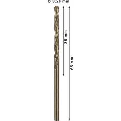 Bosch Accessories 2608585877 HSS kovový spirálový vrták 3.2 mm Celková délka 65 mm Cobalt DIN 338 válcová stopka 10 ks