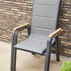 Siena Garden Tesoro N40080 zahradní židle hliník, teakové dřevo antracit (matný), šedá, přírodní
