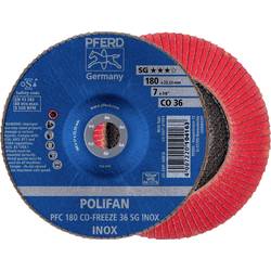 PFERD TOOLS 67718036 PFC 180 CO-FREEZE 36 SG INOX vějířovitý brusný kotouč Průměr 180 mm Ø otvoru 22.23 mm Zrnitost 36 Slitina na bázi niklu, Superslitiny na