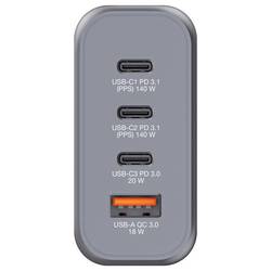 Verbatim GNC-140 GaN cestovní nabíječka, GaN, s adaptérem pro Evropu, s britským adaptérem, s americkým adaptérem, 1x USB A , 3x USB-C®, 140 W, Dodávka