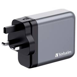 Verbatim GNC-140 GaN cestovní nabíječka, GaN, s adaptérem pro Evropu, s britským adaptérem, s americkým adaptérem, 1x USB A , 3x USB-C®, 140 W, Dodávka
