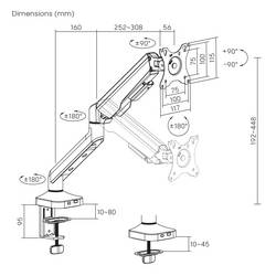 SpeaKa Professional SP-MM-1030 držák na stůl pro monitor 1 Displej: (s) 43,2 cm (17) - 101,6 cm (40) černá nastavitelná výška, naklápěcí, nakláněcí