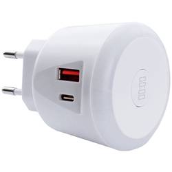 EcoSavers USB Timer Charger USB nabíječka, 1x USB A , 1x USB-C®, 20 W, bílá