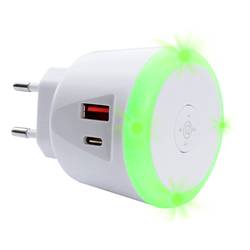 EcoSavers USB Timer Charger USB nabíječka, 1x USB A , 1x USB-C®, 20 W, bílá
