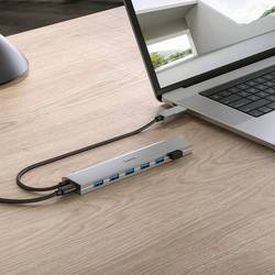 Hama 00200137 USB Hub 7 portů USB-A USB 3.2 Gen1 5 GBit/s s konektorem USB C šedá