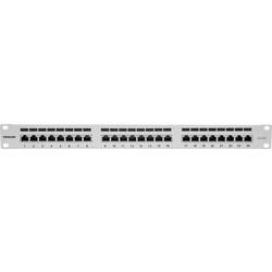 Intellinet 24-Port Cat6a Patchpanel geschirmt 1HE Kabeleinführung 90° abgewinkelt grau 24 portů patch panel 483 mm (19) CAT 6A 1 U šedá (RAL 7035) osazený