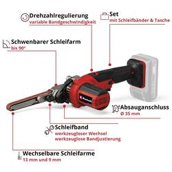 Einhell 4461000+4512042 akumulátorová pásová bruska, akumulátor, vč. nabíječky, šířka 13 mm, délka 457 mm