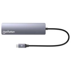 Manhattan dokovací stanice pro notebook USB-C PD 6-in-1 4K Dockingstation Hub USB-C-Stecker auf HDMI-Port 3xUSB RJ45 vč. funkce nabíjení, napájení USB-C®